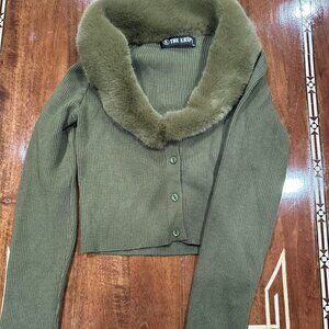 THE KRIPT Ribbed Cardigan with Fur